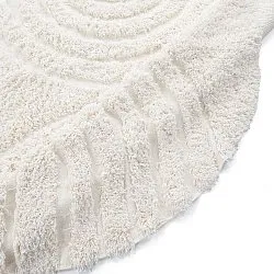 Rund Teppich - Lindos Natural Cotton Shaggy (weiß)