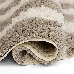Rund Teppich - Thira Stripe Cotton Shaggy (creme/taupe)