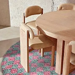 Rund Teppich - Methoni Check Cotton Shaggy (hellblau/hellrosa)