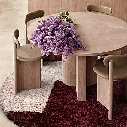 Rund Teppich - Begur Natural Cotton Shaggy (offwhite/burgunder)