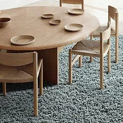 Rund Teppich - Combarro Solid Cotton Shaggy (hellblau)