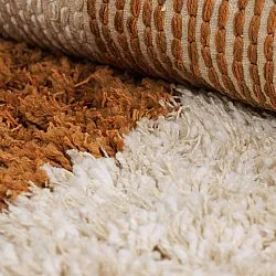 Rund Teppich - Kalymnos Natural Cotton Shaggy (offwhite/ocker)