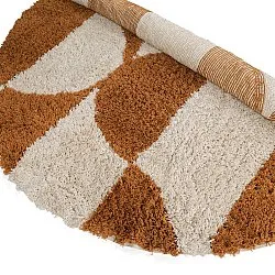 Rund Teppich - Kalymnos Natural Cotton Shaggy (offwhite/ocker)