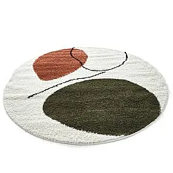 Runde Teppiche - Sanghar (weiß/orange/grün)