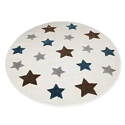 Runder Kinderteppich - Stars (creme/mehrfarbig)