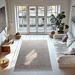 Hochflorteppiche - Celina Natural Cotton Shaggy (taupe/lavendel)