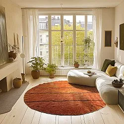 Rund Teppich - Leora Natural Cotton Shaggy (orange/braun)