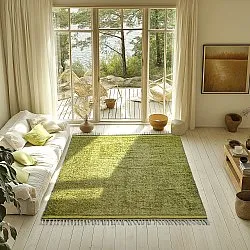 Hochflorteppiche - Celina Natural Cotton Shaggy (grün/gelb)