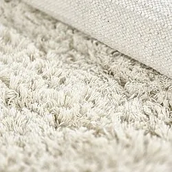 Rund Teppich - Fassale Hand Woven Wool Shaggy (weiß)