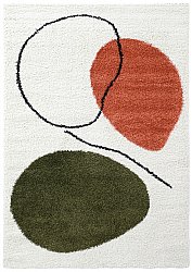 Hochflorteppiche - Sanghar (weiß/orange/grün)