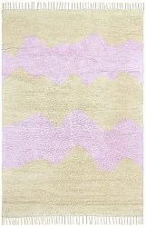 Hochflorteppiche - Amira Natural Cotton Shaggy (beige/lila)
