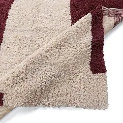 Hochflorteppiche - Begur Natural Cotton Shaggy (offwhite/burgunder)