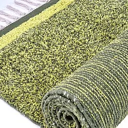 Hochflorteppiche - Celina Natural Cotton Shaggy (grün/gelb)