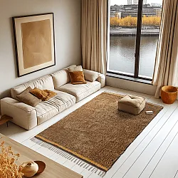 Hochflorteppiche - Celina Natural Cotton Shaggy (braun/orange)
