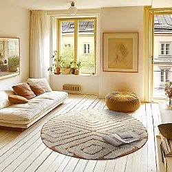 Runde Teppiche - Holwell Natural Cotton Shaggy (cremefarben/braun)