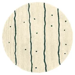 Rund Teppich - Leora Natural Cotton Shaggy (beige/grün)