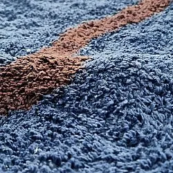 Rund Teppich - Leora Natural Cotton Shaggy (blau/braun)