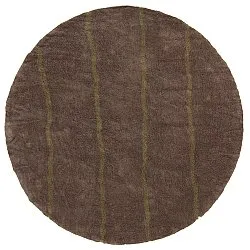 Rund Teppich - Leora Natural Cotton Shaggy (braun/oliv)
