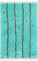 Hochflorteppiche - Leora Natural Cotton Shaggy (türkis/braun)