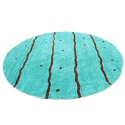 Rund Teppich - Leora Natural Cotton Shaggy (türkis/braun)