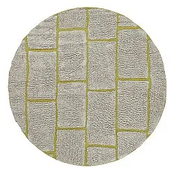 Runde Teppiche - Lindley Natural Cotton Shaggy (greige/grün)