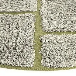 Runde Teppiche - Lindley Natural Cotton Shaggy (greige/grün)