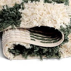 Rund Teppich - Methoni Check Cotton Shaggy (creme/grün)