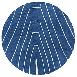 Rund Teppich - Sivia Natural Cotton Shaggy (blau)