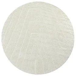 Rund Teppich - Sivia Natural Cotton Shaggy (cremefarben)
