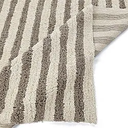 Hochflorteppiche - Thira Stripe Cotton Shaggy (creme/taupe)