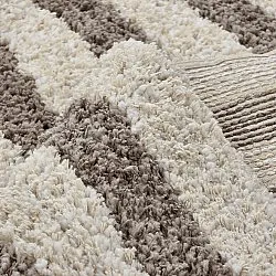 Hochflorteppiche - Thira Stripe Cotton Shaggy (creme/taupe)