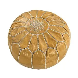 Sitzpoufs - Marokkanischer Leder-Pouf (gelb/weiß)