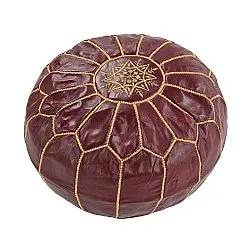 Sitzpoufs - Marokkanischer Leder-Pouf (burgund)