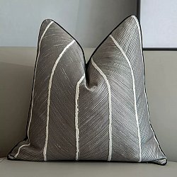 Kissenbezug - Striped Design 45 x 45 cm (grau/weiß)