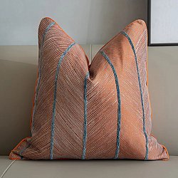 Kissenbezug - Striped Design 45 x 45 cm (orange/blau)