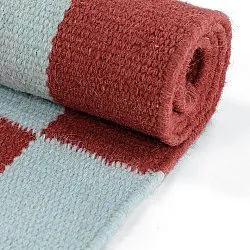 Wollteppich - Peniche (hellblau/rot)