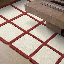Wollteppich - Syl Hand Tufted Wool Premium (rot/weiß)