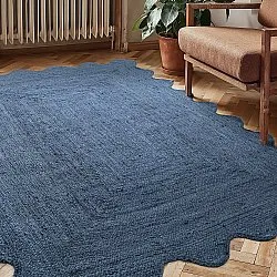 Juteteppich mit Wellenform - San Francisco (blau)