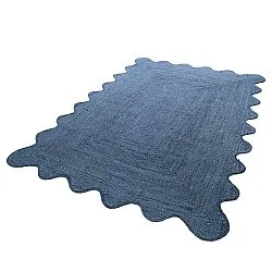 Juteteppich mit Wellenform - San Francisco (blau)