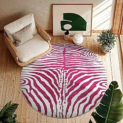 Rund Teppich - Zebra (rosa)