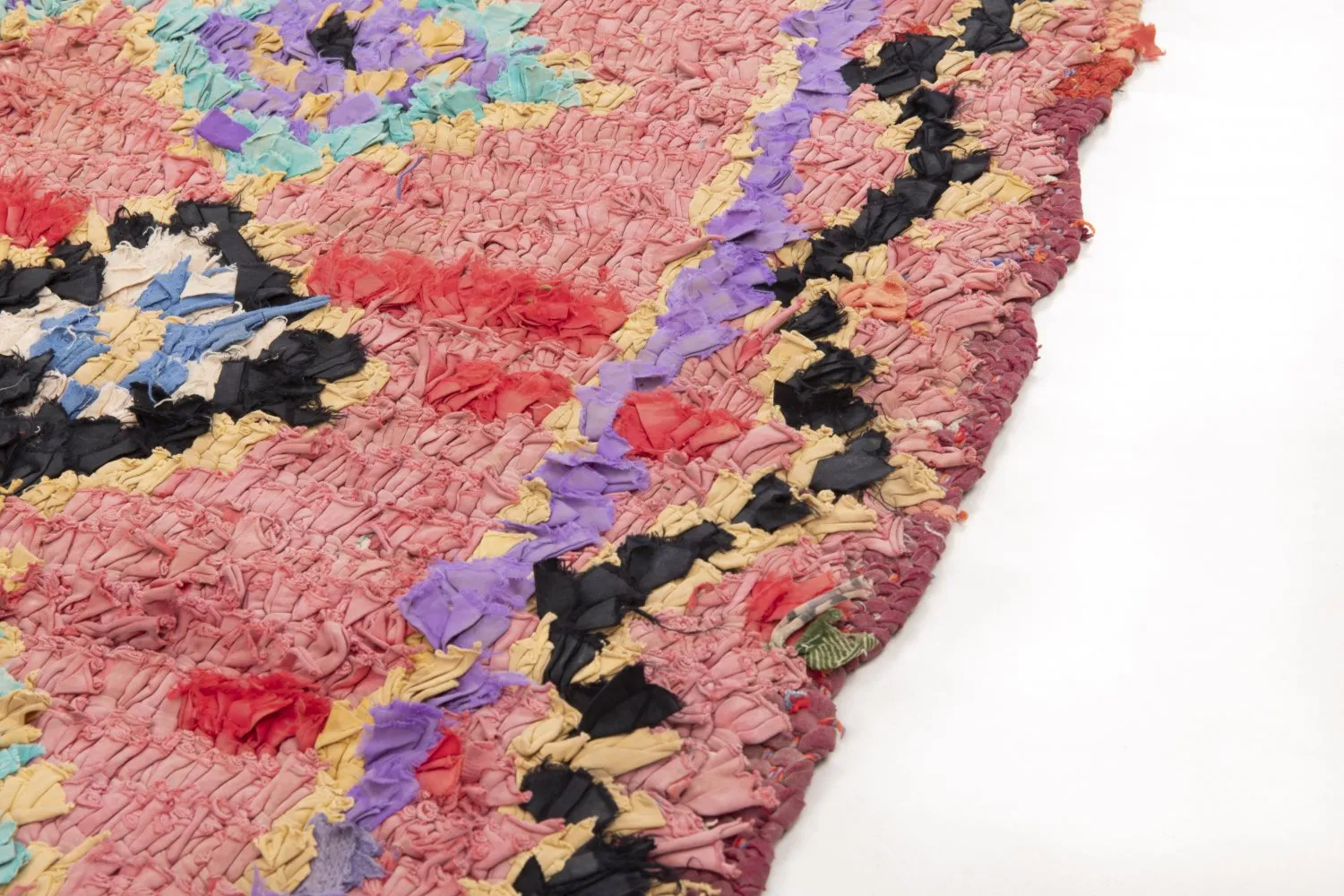 Marokkanische Berber Teppich Boucherouite 240 x 105 cm