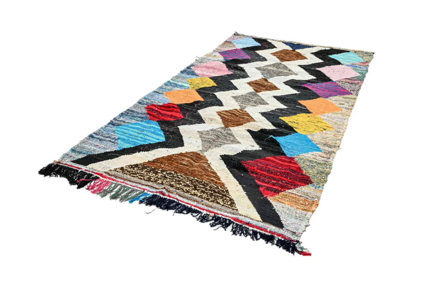 Marockansk Boucherouite-matta 140 x 270 cm
