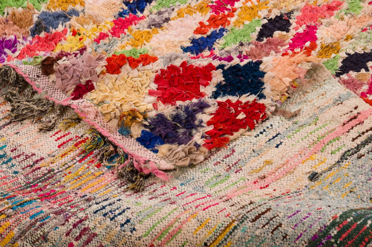 Marokkanischer Berber Teppich Boucherouite 120 x 335 cm