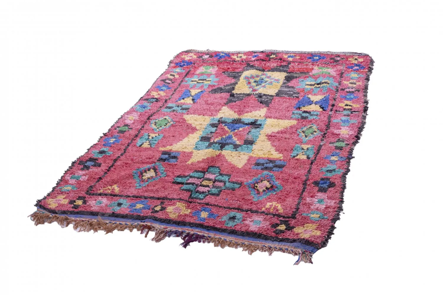 Marokkanische Berber Teppich Boucherouite 225 x 135 cm
