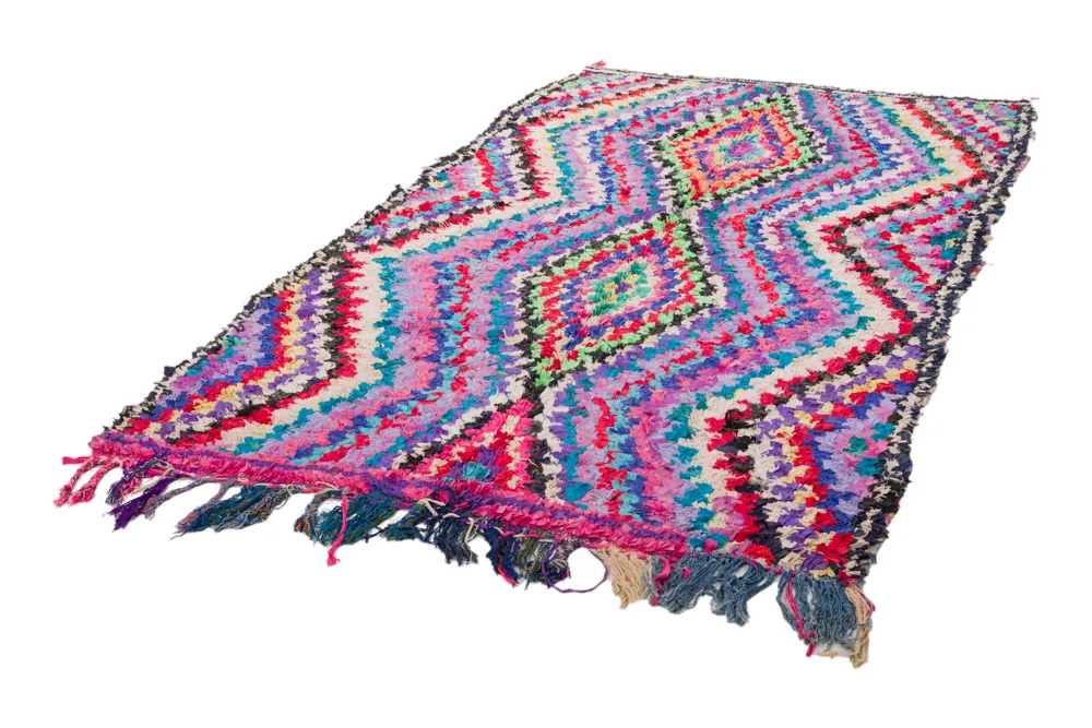 Marokkanischer Berber Teppich Boucherouite 270 x 145 cm