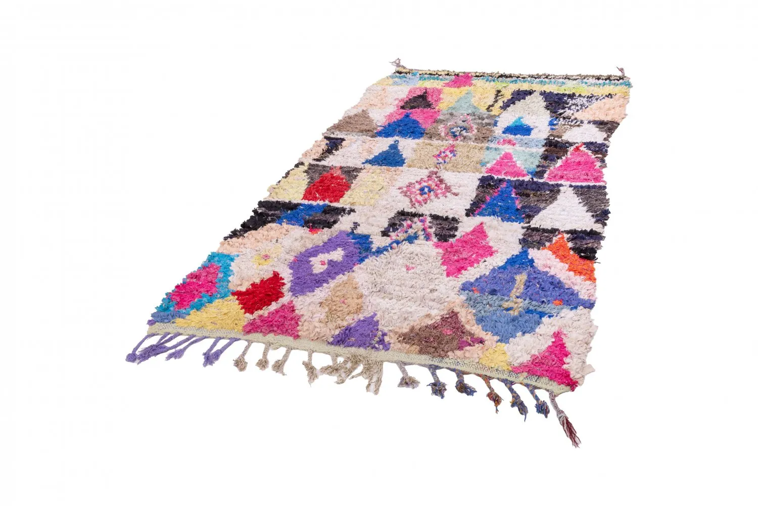 Marokkanische Berber Teppich Boucherouite 245 x 135 cm