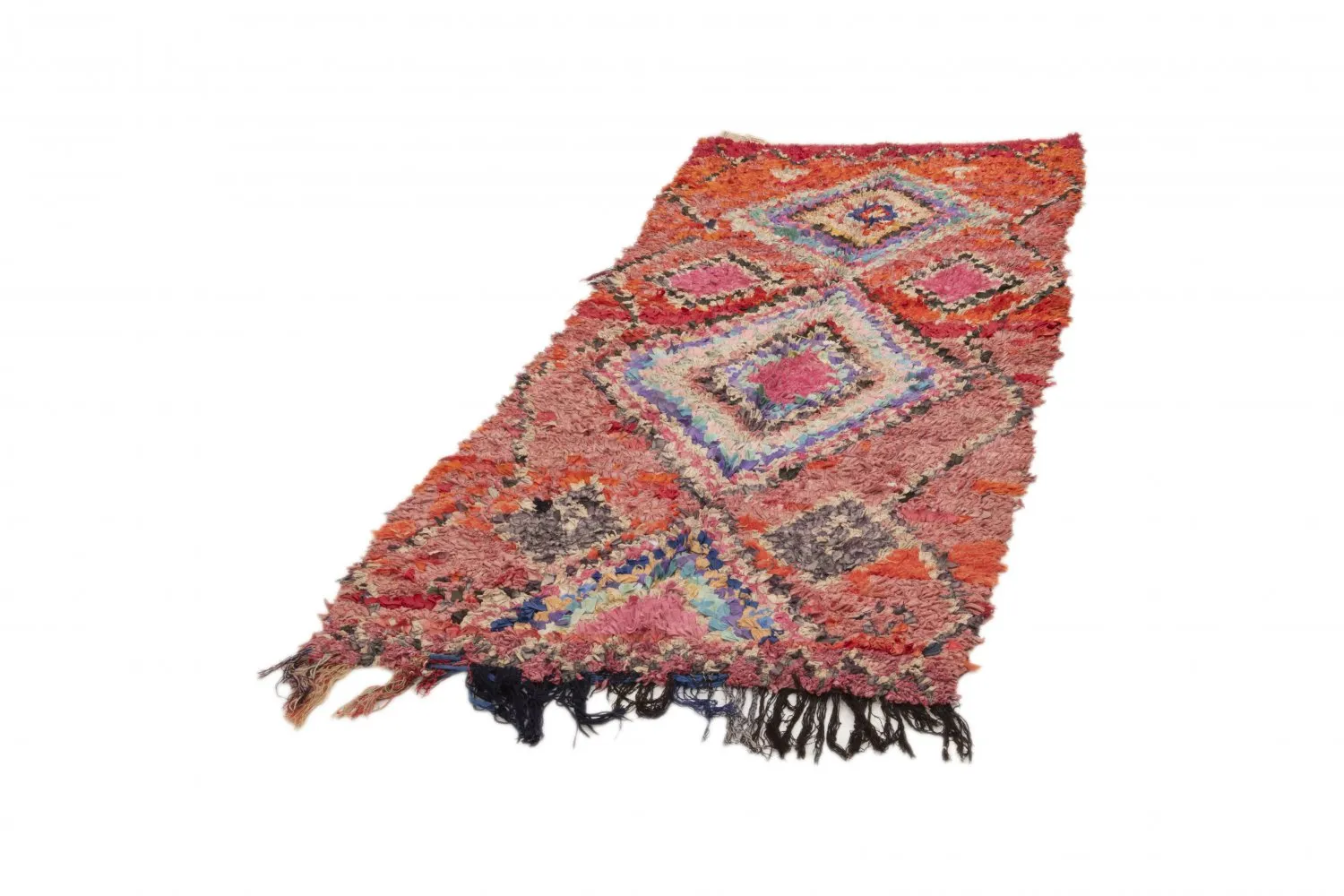 Marokkanische Berber Teppich Boucherouite 245 x 105 cm