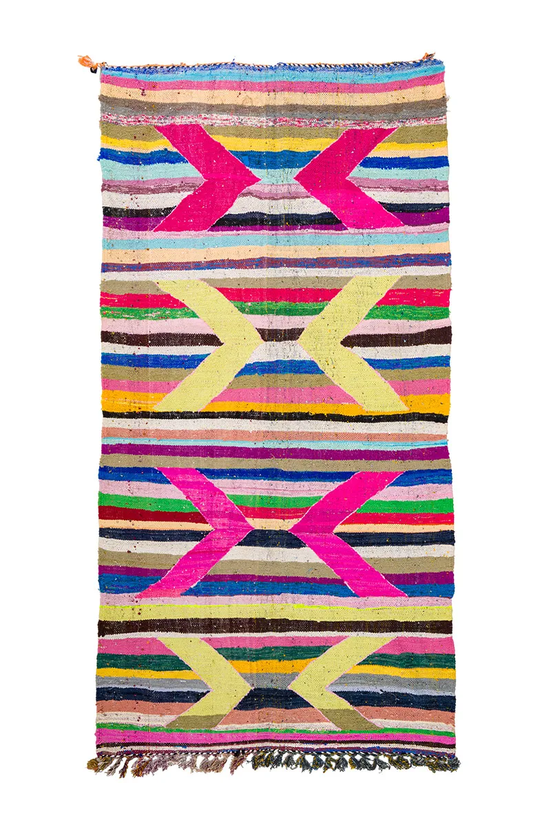 Marokkanischer Berber Teppich Boucherouite 135 x 260 cm