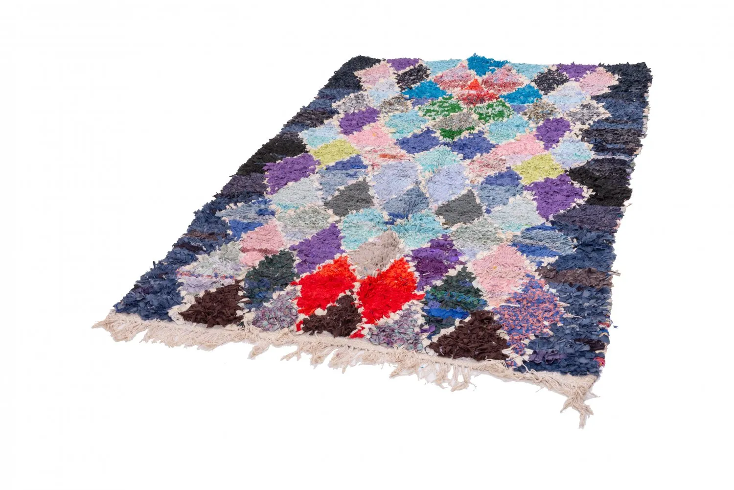 Marokkanischer Berber Teppich Boucherouite 215 x 135 cm