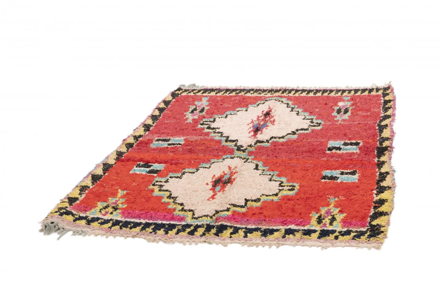 Marokkanischer Berber Teppich Boucherouite 145 x 115 cm